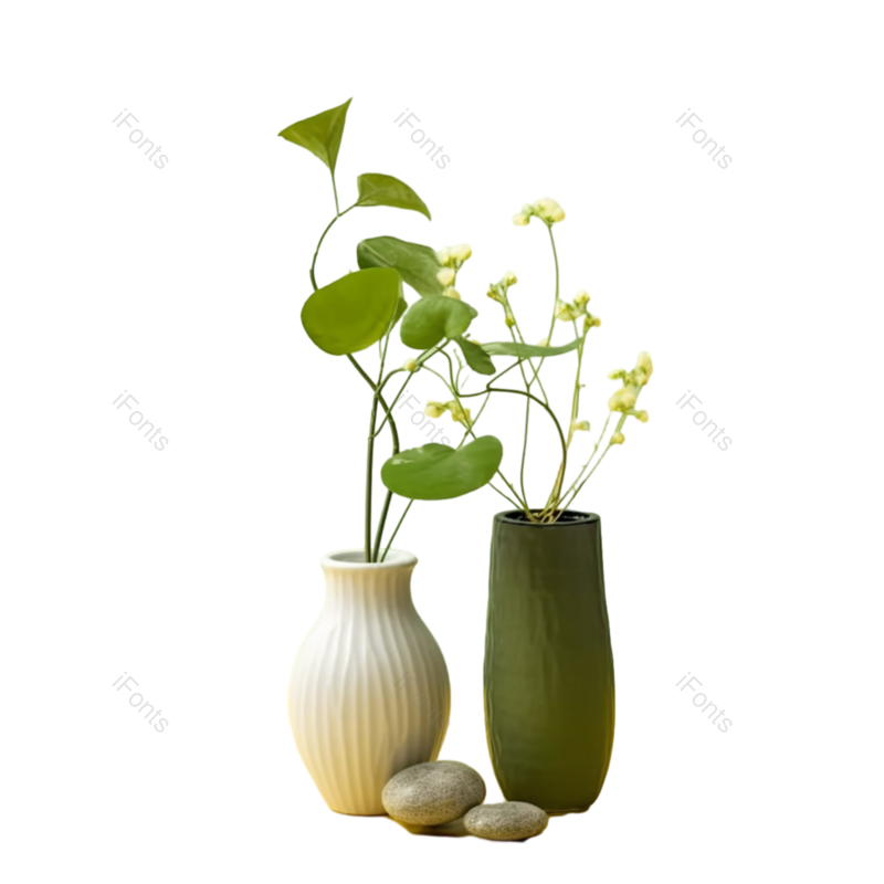 白色图片,石头元素,花盆PNG,渐变背景免抠素材